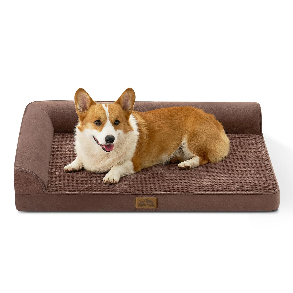 Cama ortopédica COZY KISS en forma de L para perros grandes con soporte articular