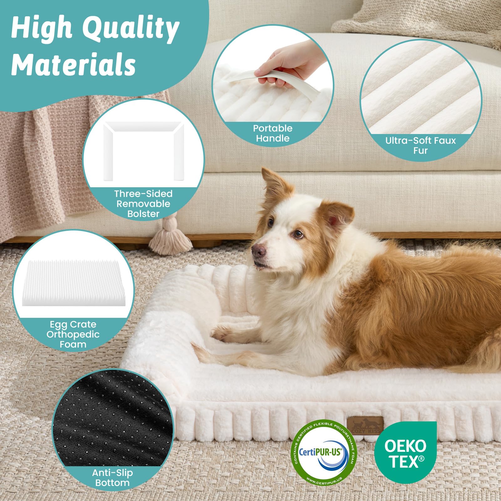 COZY KISS cama para perro pequeño con felpa de conejo sintética, tacto suave.
