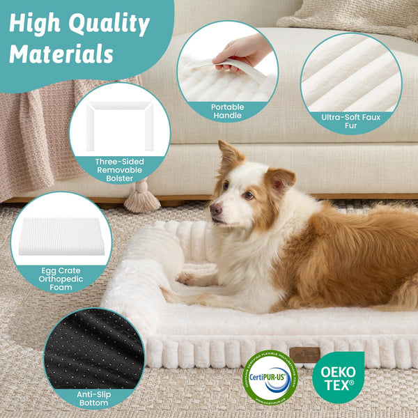 COZY KISS cama para perro pequeño con felpa de conejo sintética, tacto suave.