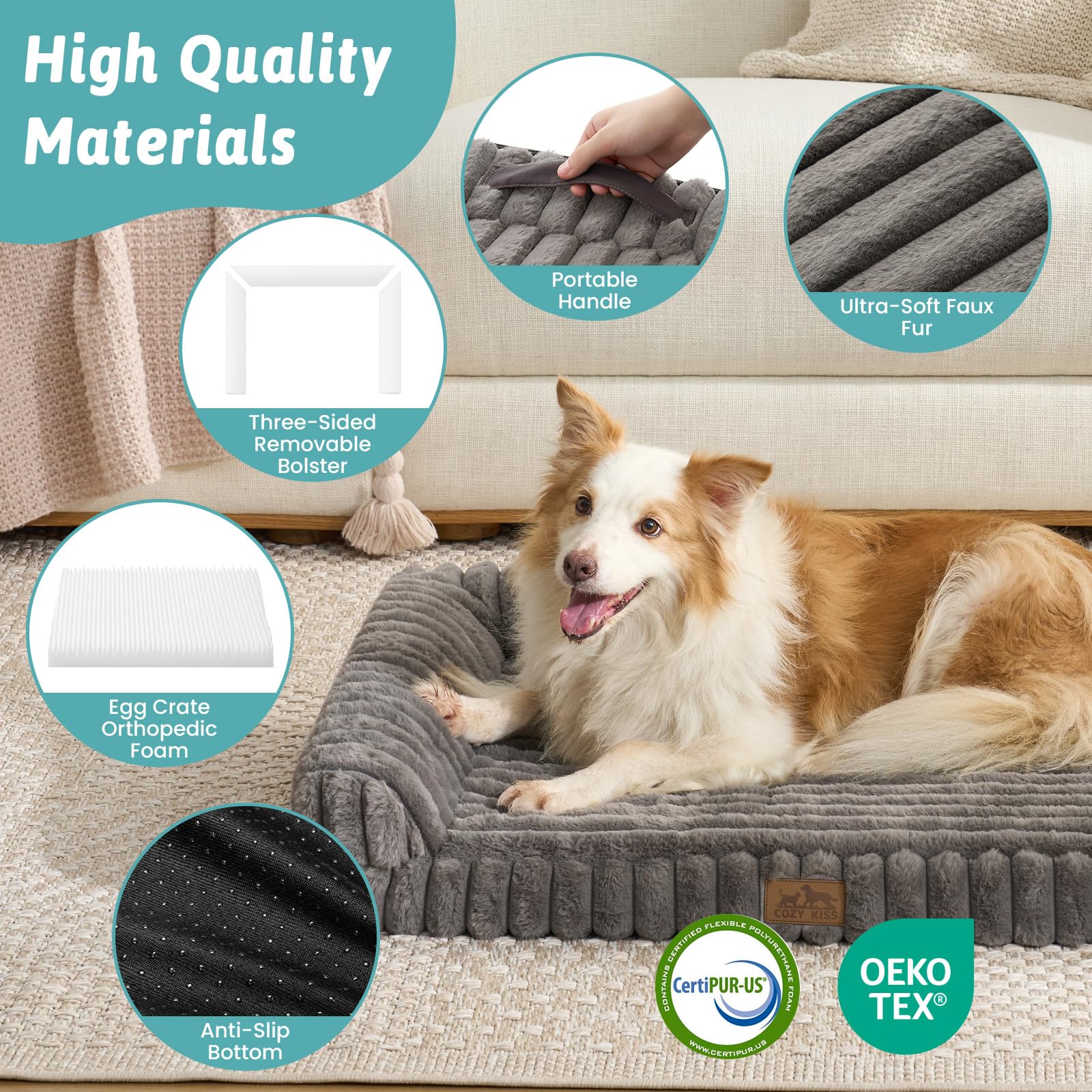 COZY KISS cama para perro pequeño interior impermeable para derrames.