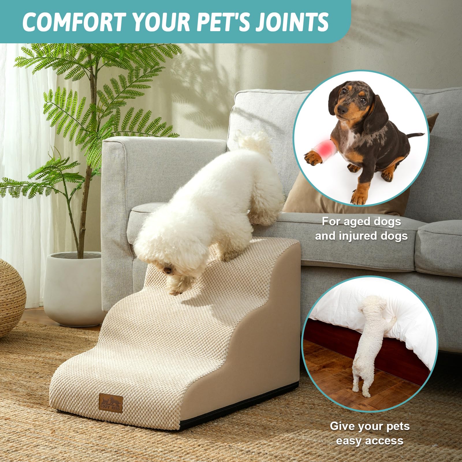 COZY KISS escalones de espuma alta densidad, soporte estable para mascotas