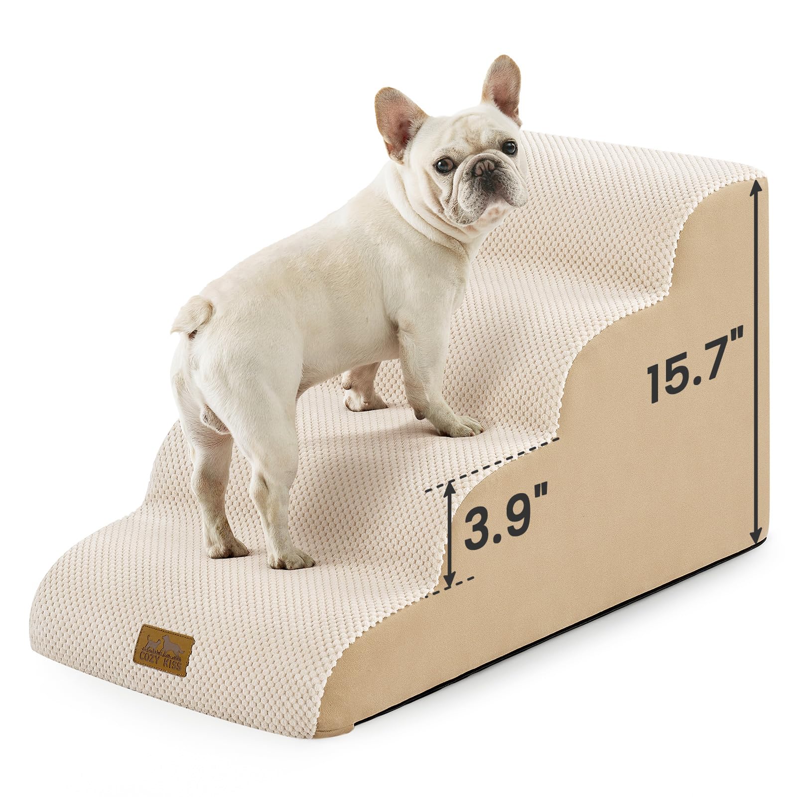 COZY KISS escaleras para perros de 4 pasos con altura 15,7 pulgadas, estables para sofá.