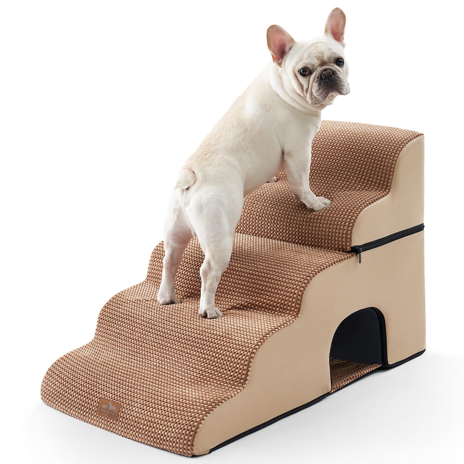 cozy kiss escaleras para perros amplias con túnel y 5 pasos para subir a la cama