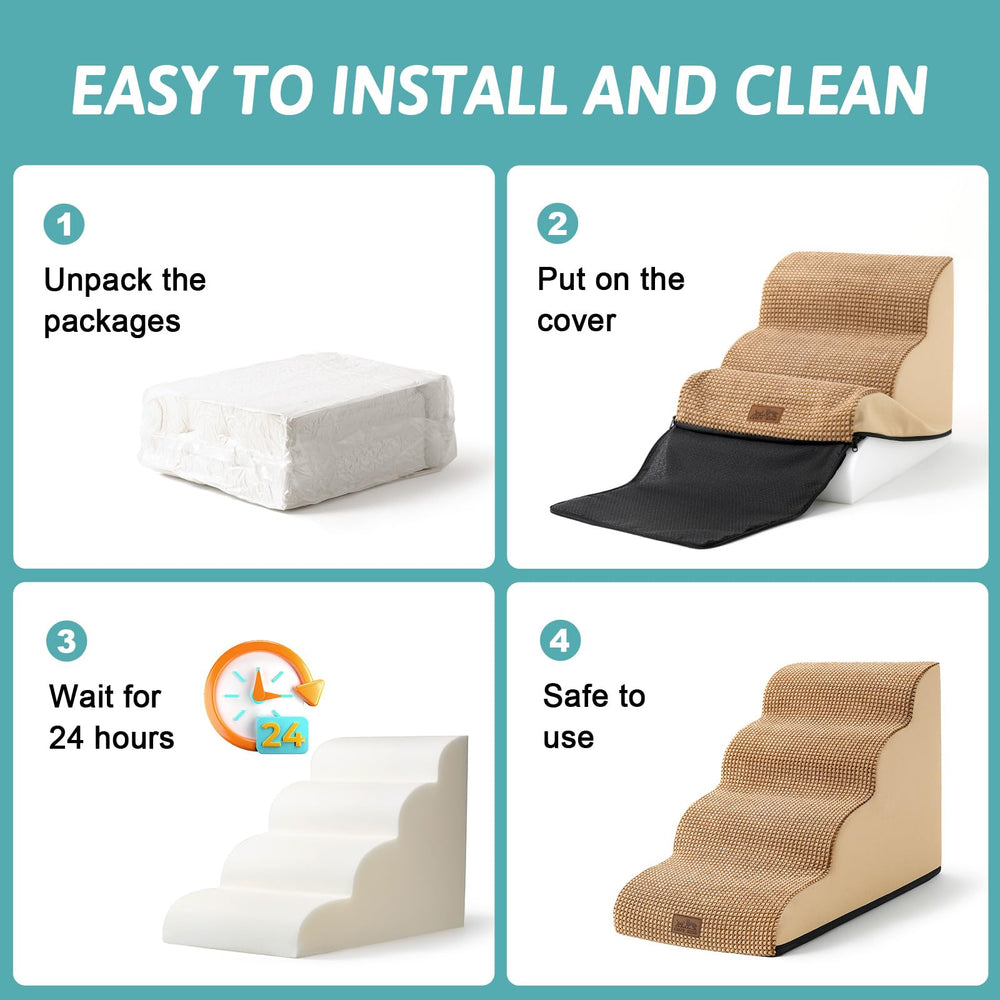 COZY KISS escalera para perro, base antideslizante de nylon para mayor seguridad.