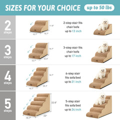 COZY KISS escaleras para perro, detalle de espuma de alta densidad, soporte estable para subir.