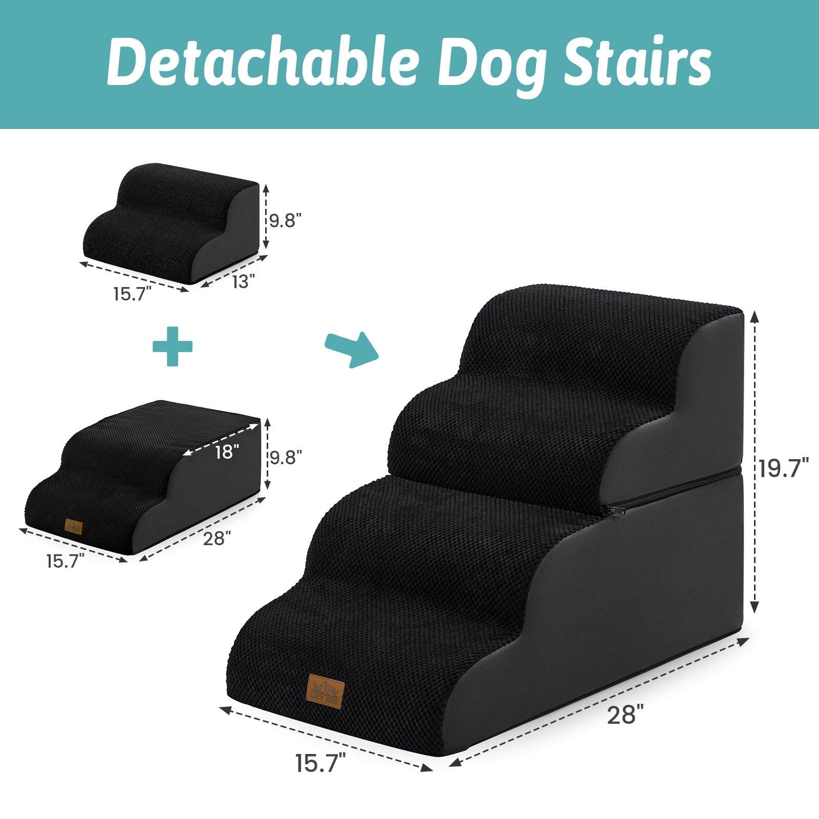 COZY KISS escalera para perros pequeños con 4 peldaños para la cama