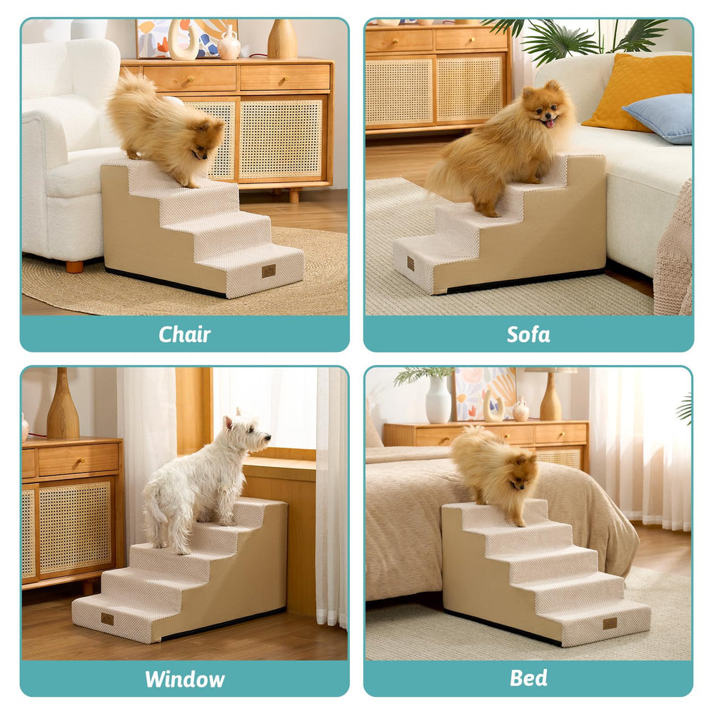 COZY KISS escalera para perros, sin montaje, se despliega al abrirla para usar.