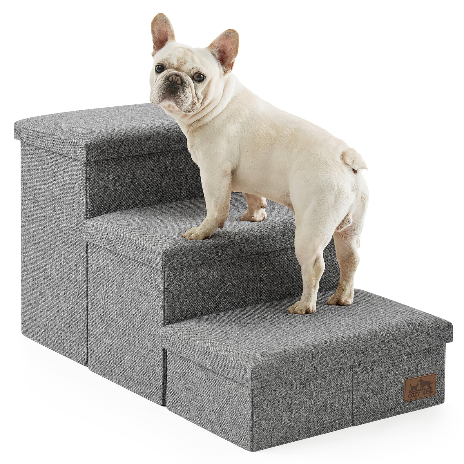 COZY KISS escaleras para perros con almacenamiento, ayudan a subir a la cama