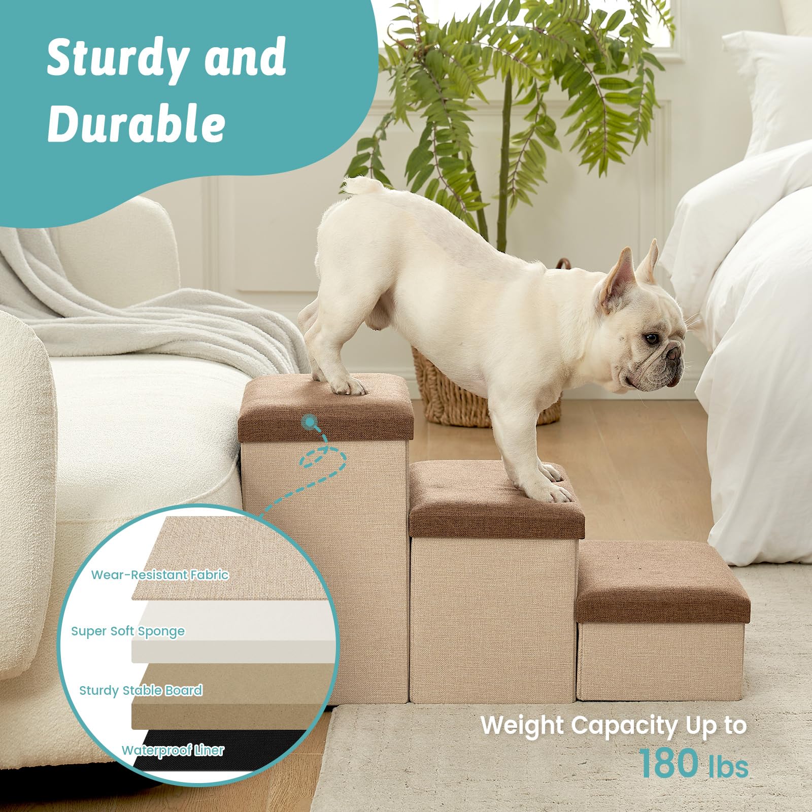 COZY KISS escaleras para perros, base antideslizante, mantén a tu mascota estable al subir