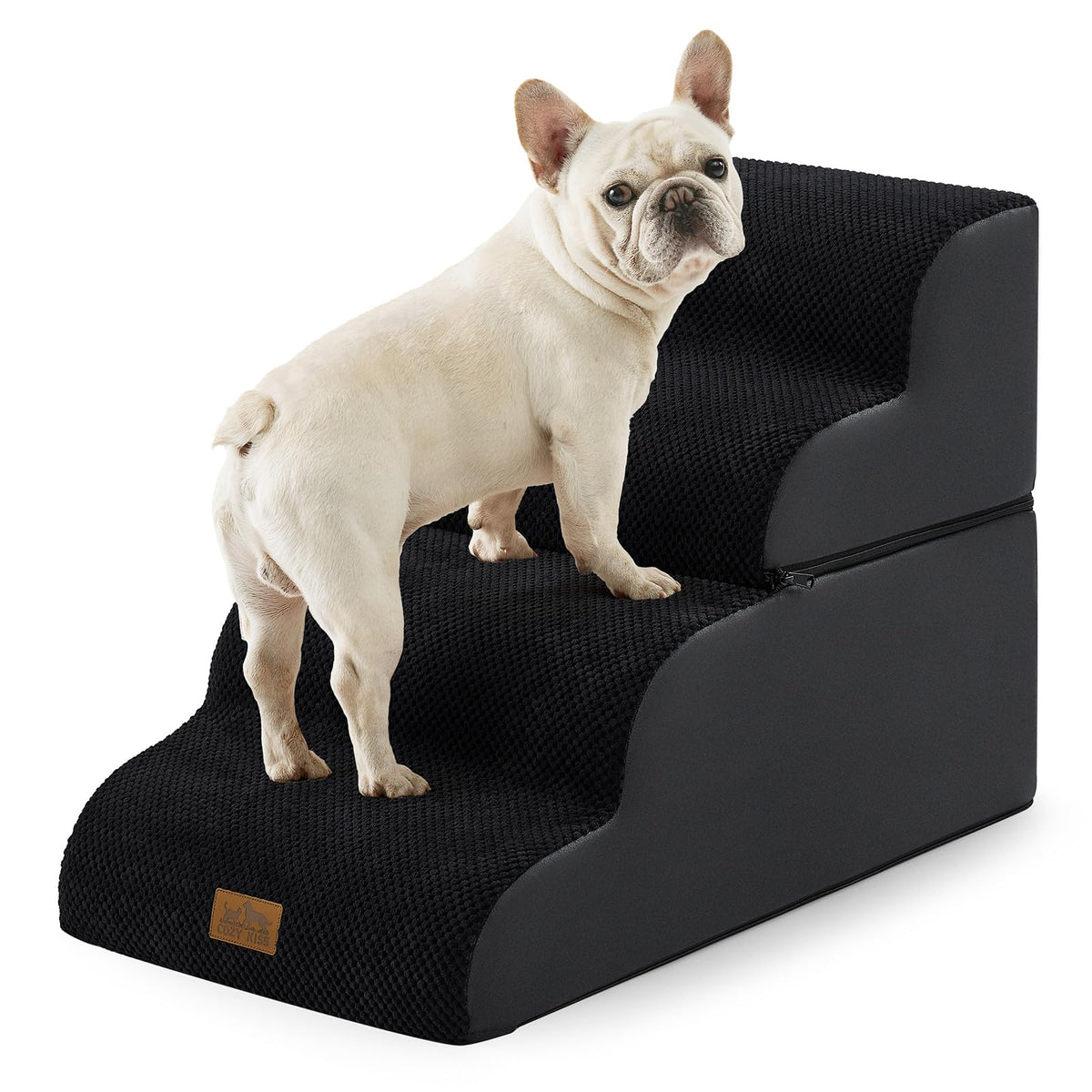 COZY KISS escaleras curvas desmontables para subir a la cama, vista frontal.
