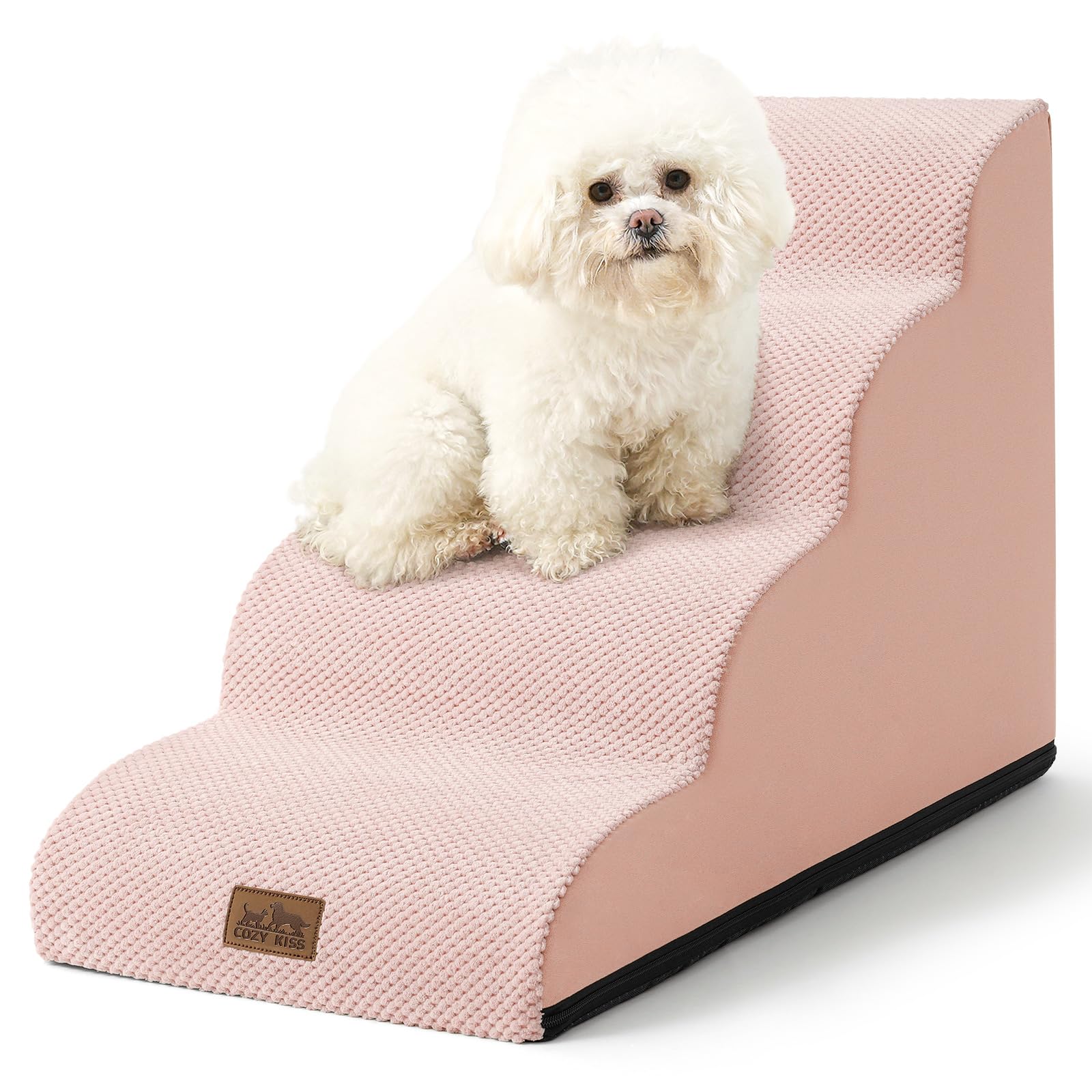 COZY KISS escalera curva para perros junto al sofá, soporte cómodo para subir
