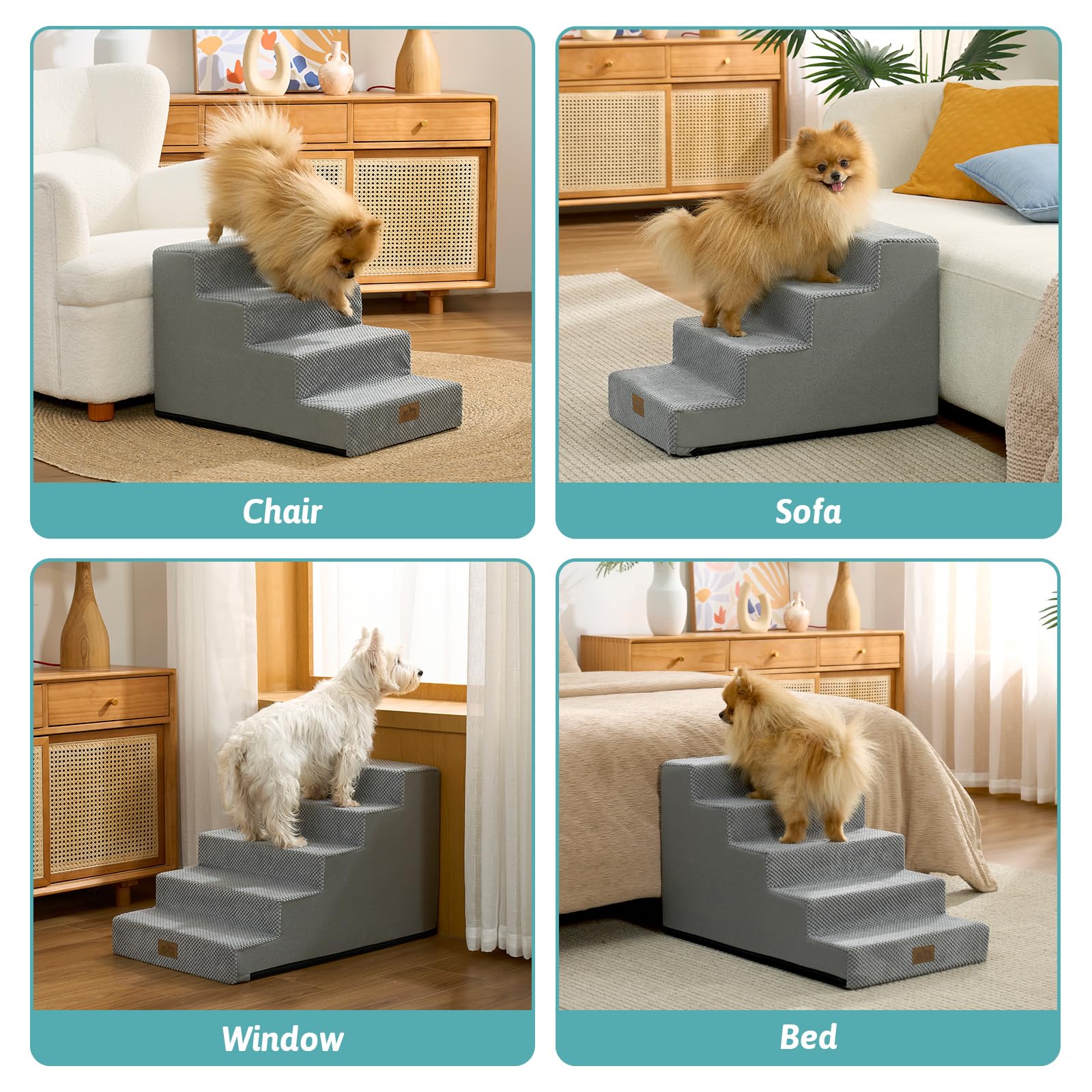 COZY KISS escaleras para perros pequeños, base pesada para mayor estabilidad.