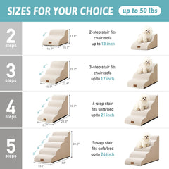 COZY KISS escalera para perros pequeños en uso sobre el sofá.