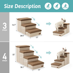 COZY KISS escaleras para perros, uso en cama o sofá, facilita el acceso cómodo
