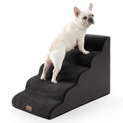 COZY KISS escalones para perros anchas junto a la cama, ofrece soporte estable para subir.