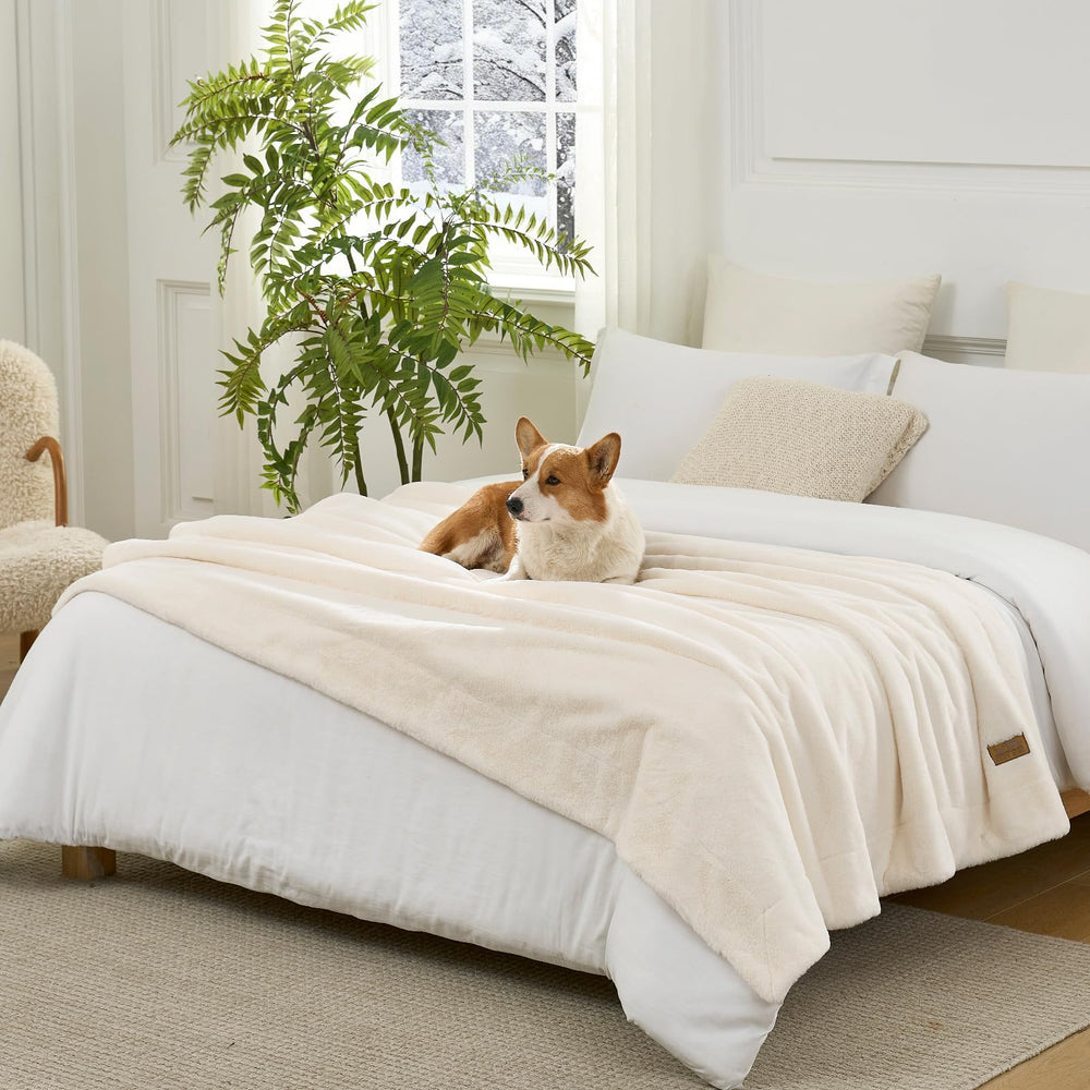 Manta Cozy Kiss color crema elegante para decoración