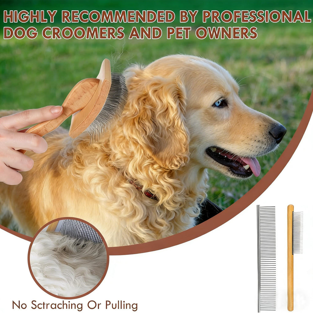 COZYGIFT peine grooming de madera, ayuda a alinear el pelaje entre cepillados.