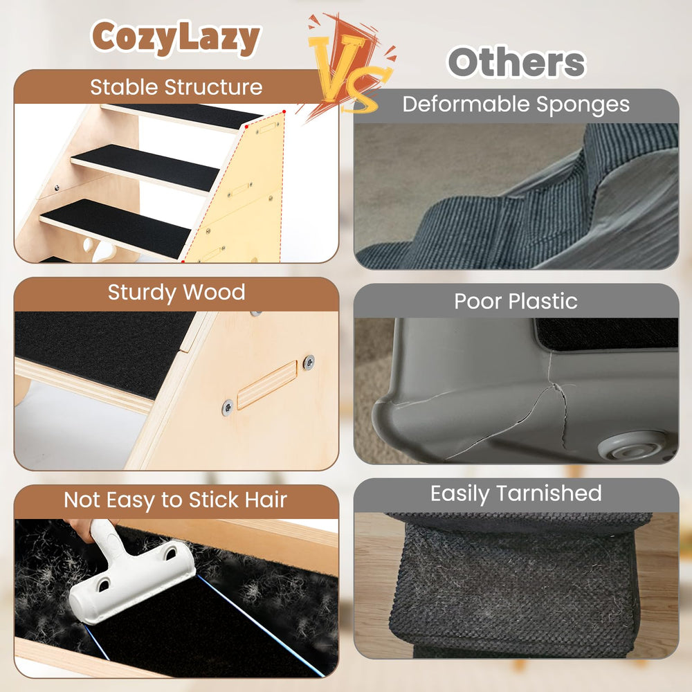 CozyLazy escalones 4-pasos, medidas 14,5 x 17,7 pulgadas para mascotas pequeñas y medianas