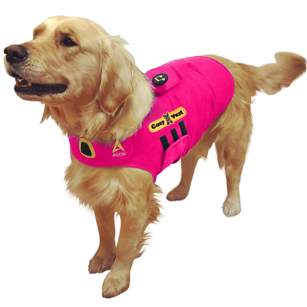 Chaleco CozyVest para perro en rosa, calma mediante presión suave