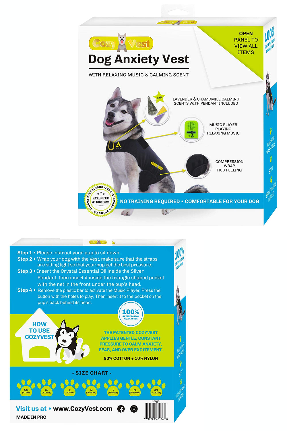 CozyVest para perros durante fuegos artificiales, apoyo sin fármacos.