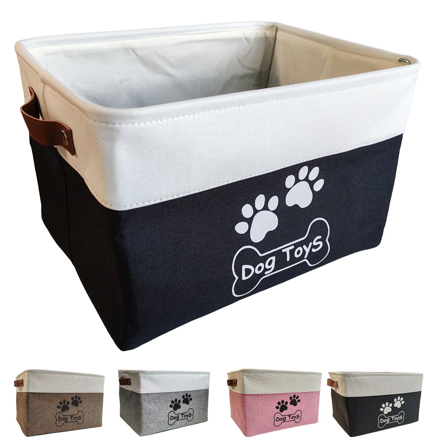 Cesta CPAKOWLGOO de juguetes para perro, vista frontal, organización elegante.
