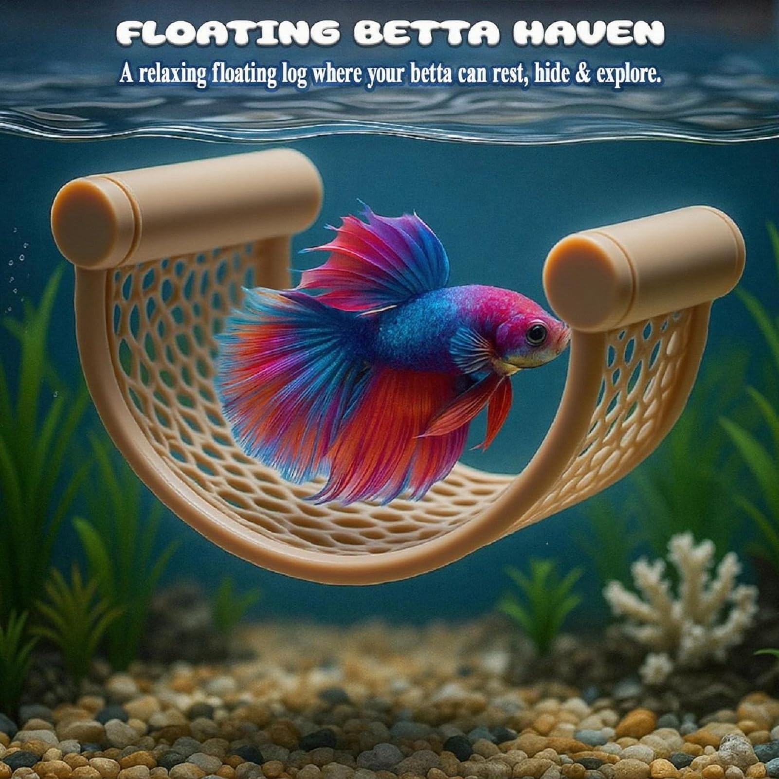 Acuario nano con log flotante CPLIKE, espacio de exploración seguro.
