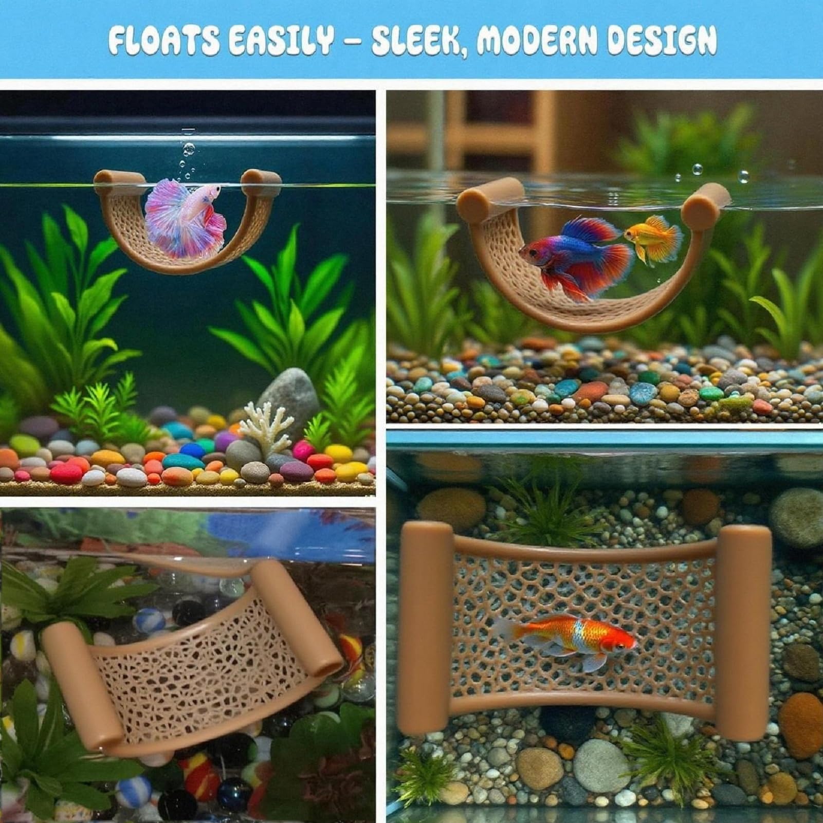 Percha natural CPLIKE para bettas, descanso cómodo junto a la superficie.