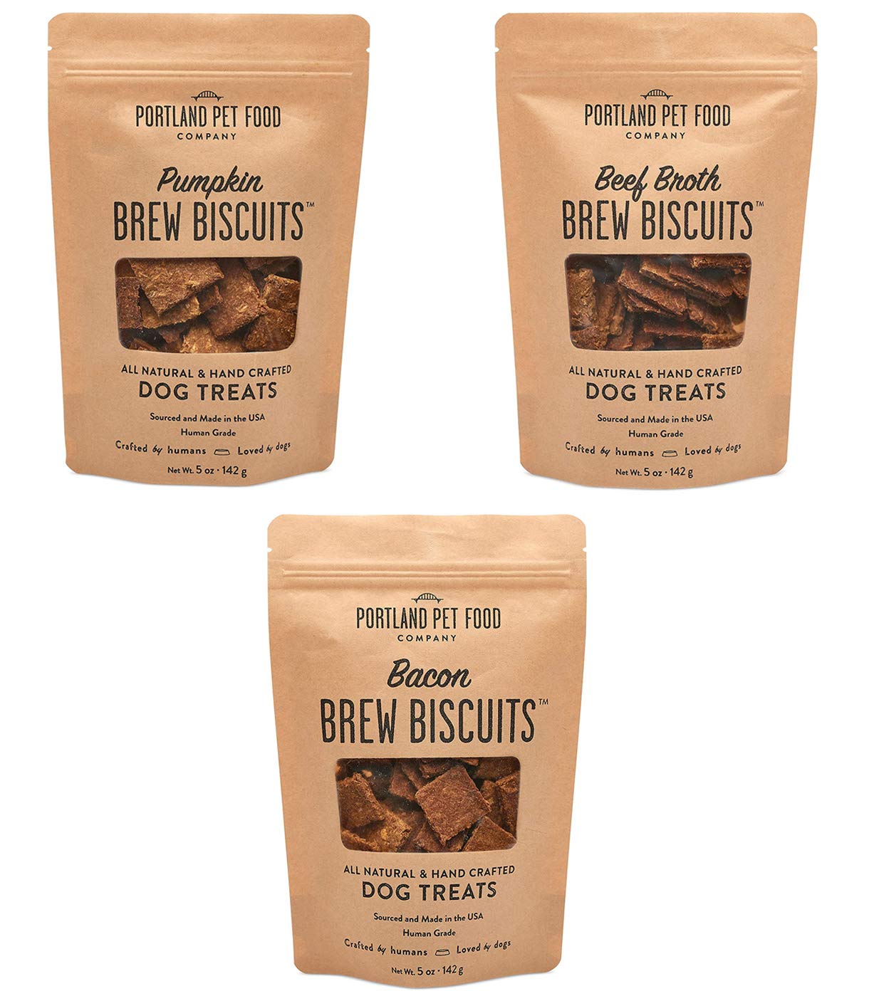 Pack Brew Biscuit de Portland Pet Food Company, galletas naturales para perros, mezcla de sabores.