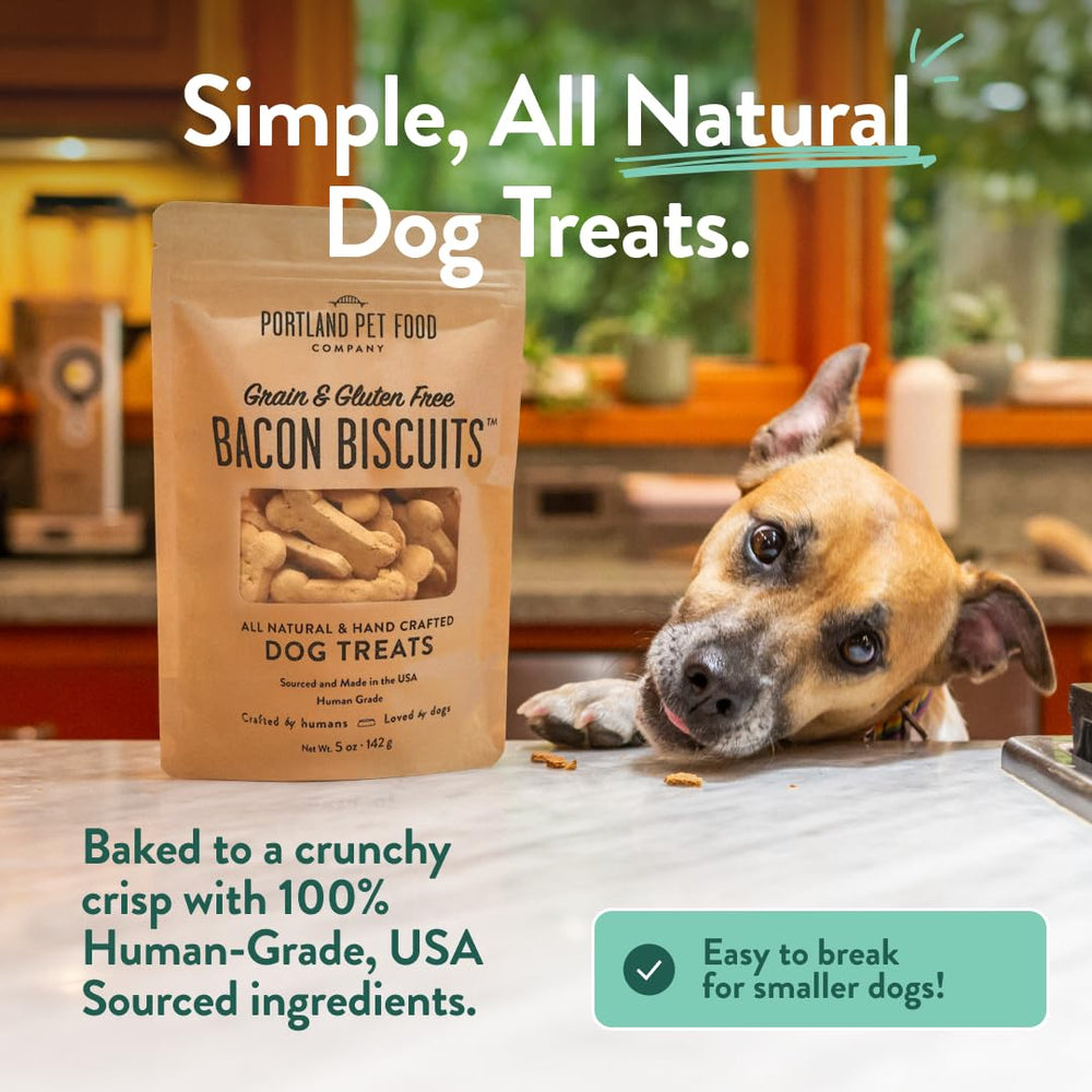 CRAFTED BY HUMANS LOVED BY DOGS galletas-sin-granos-bacon: textura crujiente para premiar sesiones