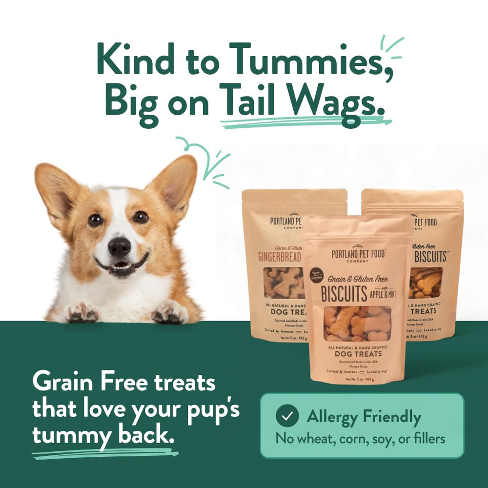 CRAFTED BY HUMANS merienda sin granos para perros, apta para estómagos sensibles.