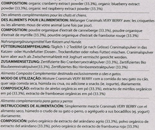 Cranimals Very Berry mascota feliz al disfrutar la comida con antioxidantes naturales.