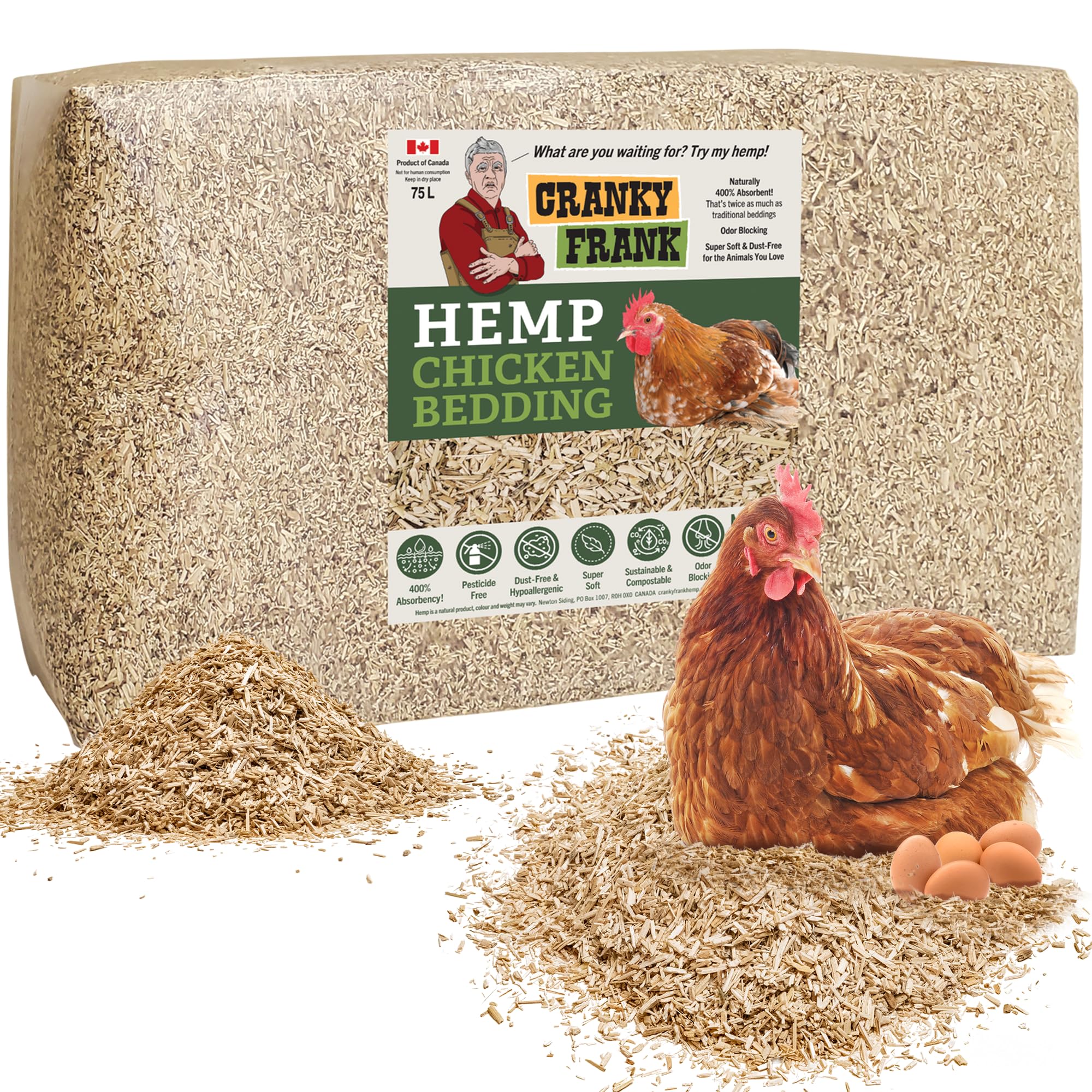 Cranky Frank Hemp: cama de gallinas suave y absorbente para el corral