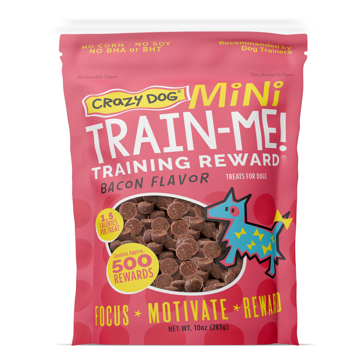 Golosinas Crazy Dog Mini Train-Me sabor tocino para entrenamiento y refuerzo