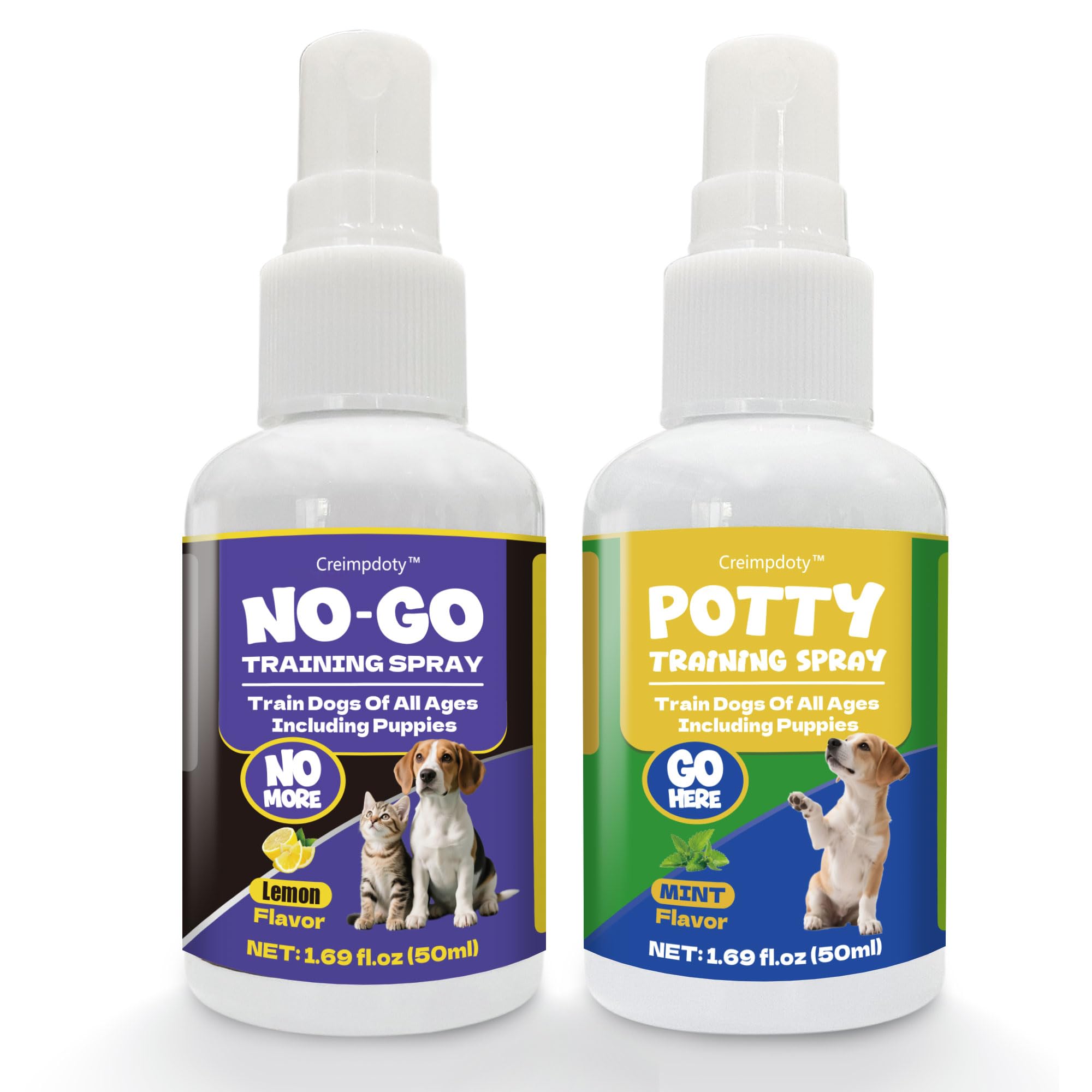 Creimpdoty: spray de entrenamiento para perros, dúo de botellas para uso diario.