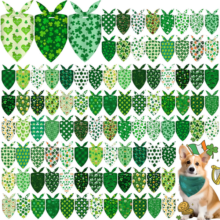 Cresue pañuelos-bandana para perro con Día de San Patricio, 100 piezas, variedad festiva para peluquerías caninas