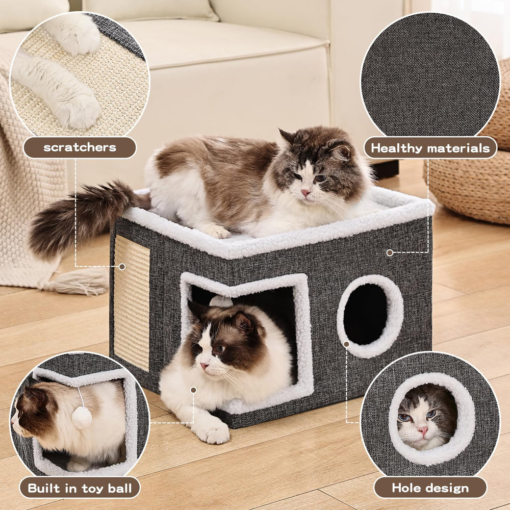 Crispedia cama gato interior con bola esponjosa, ideal para juego y estimulación.