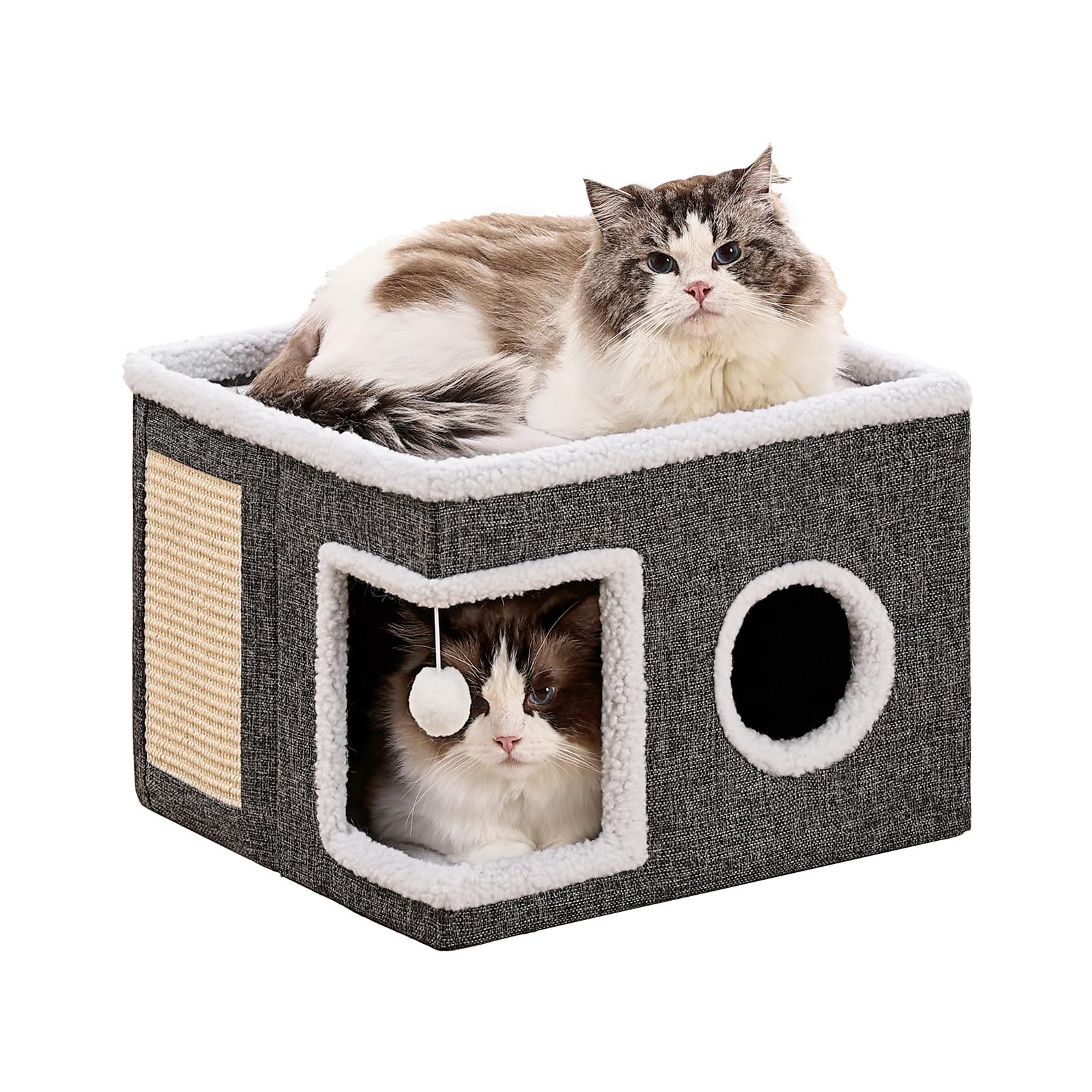 Crispedia cama gato interior cueva gris, refugio cómodo para siestas tranquilas.