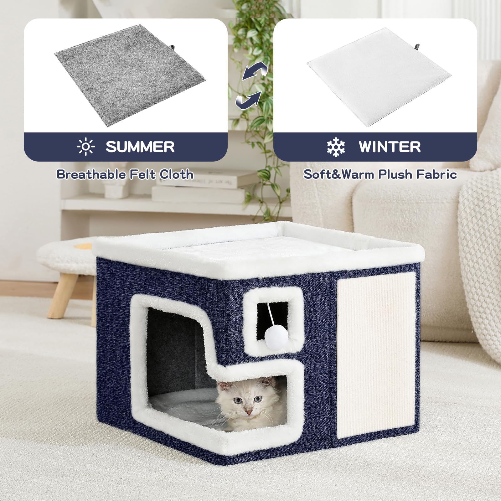 Crispedia cama para gatos con estructura MDF estable para hasta 30 libras