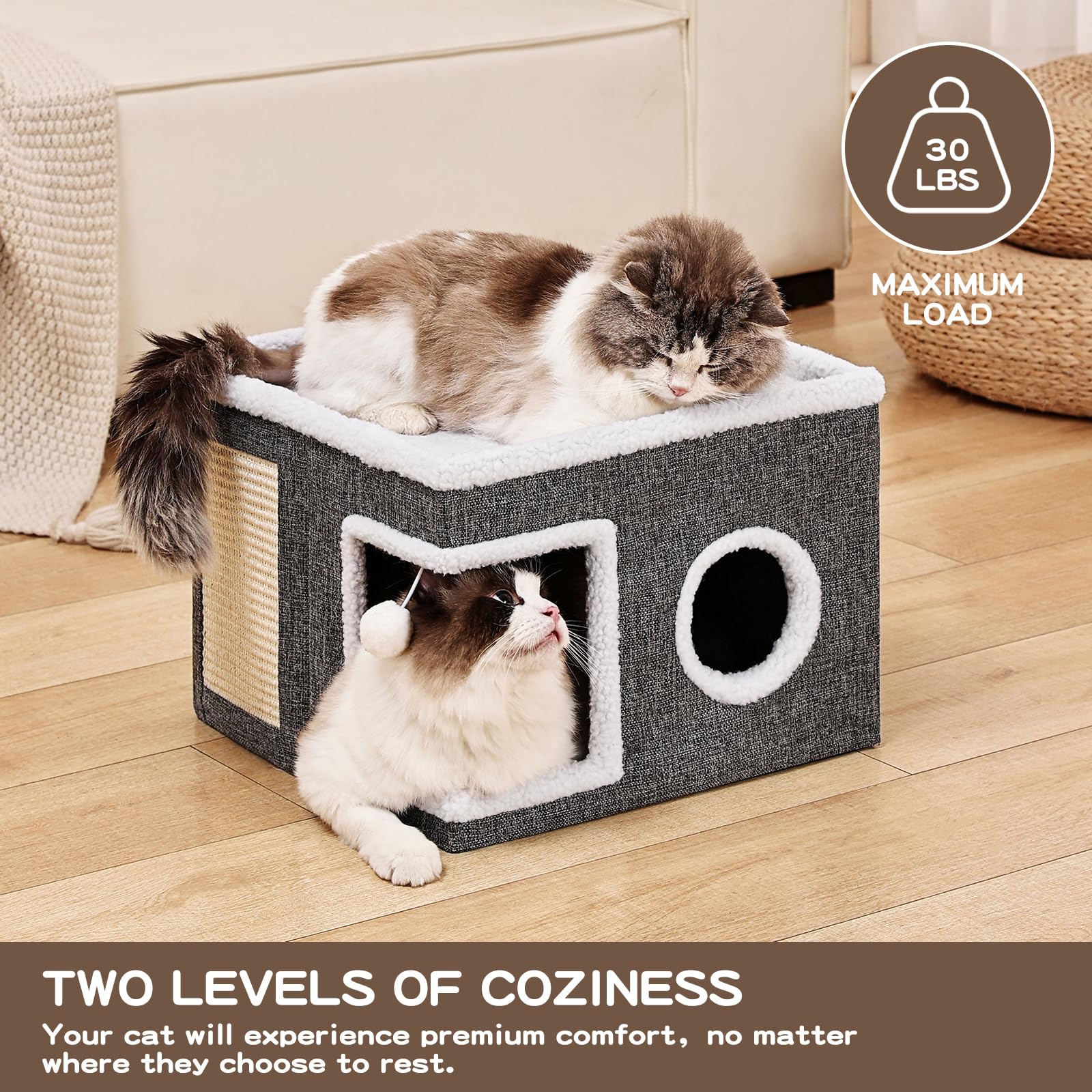 Crispedia cueva plegable para gatos, rascador de sisal protege muebles.