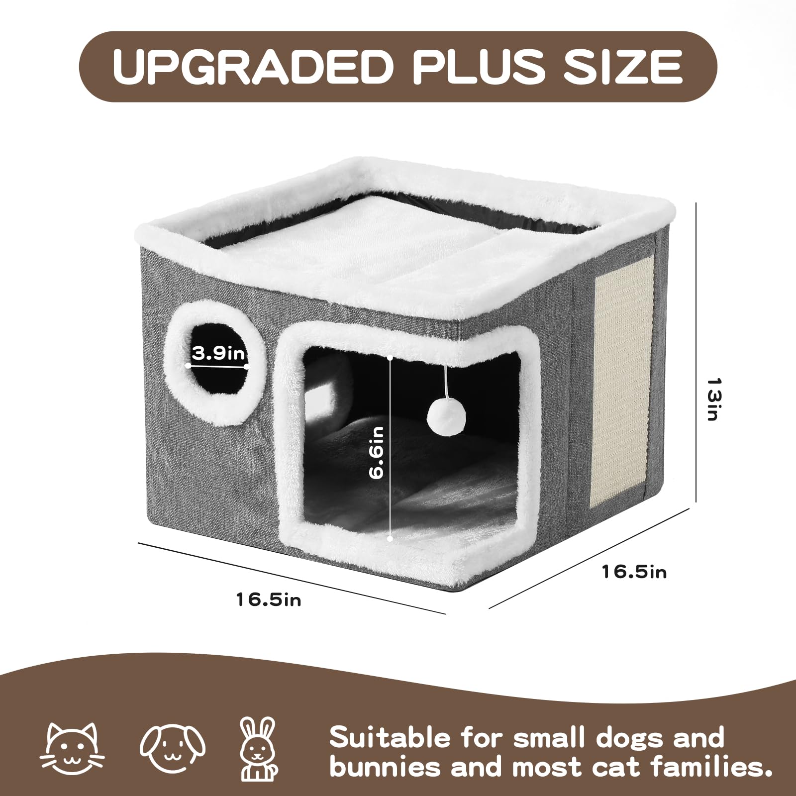 Crispedia casa-gatos construcción-resistente gris: soporte seguro para saltos y juego.