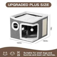 Crispedia casa-gatos construcción-resistente gris: soporte seguro para saltos y juego.