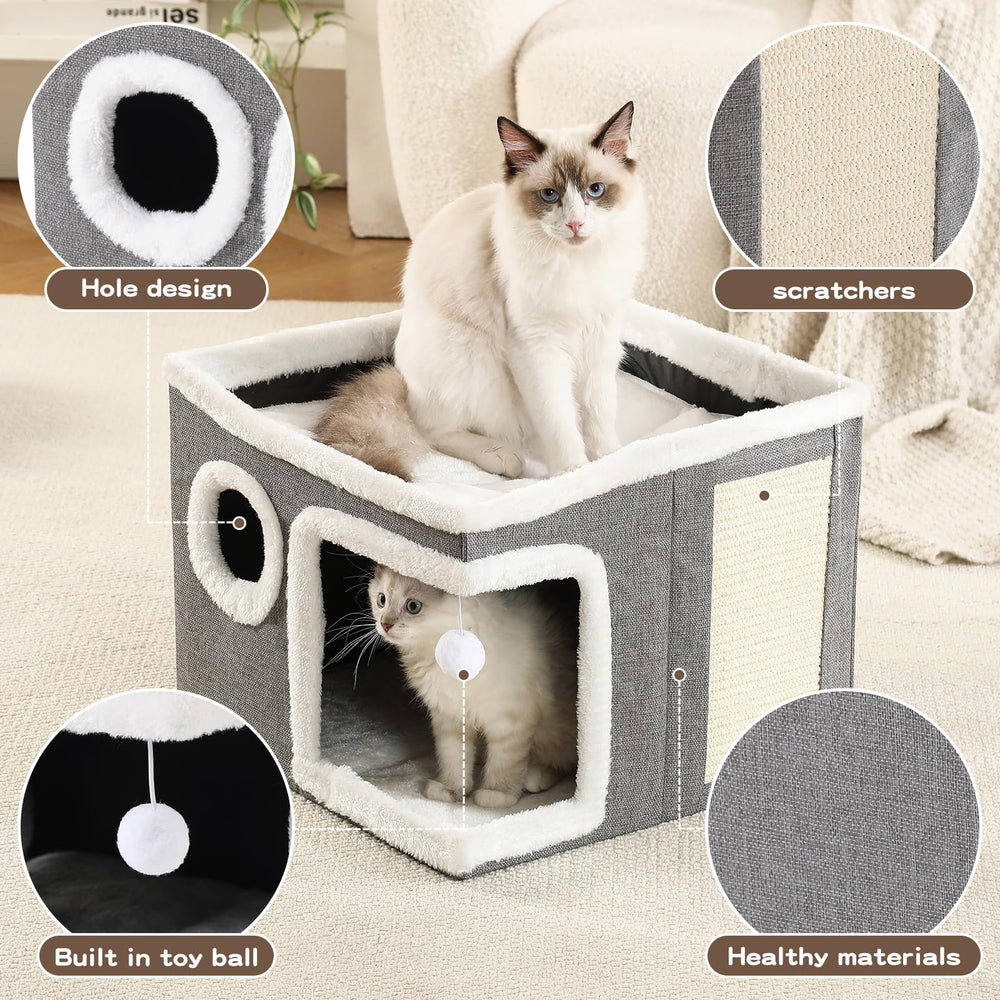 Crispedia casa-gatos plataforma-descanso gris: espacio amplio para estirarse.