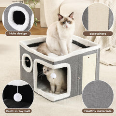 Crispedia casa-gatos plataforma-descanso gris: espacio amplio para estirarse.
