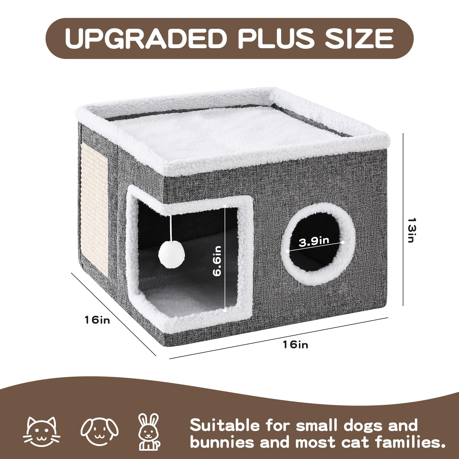 Crispedia casa para gatos interior, construcción robusta y estable para saltos.