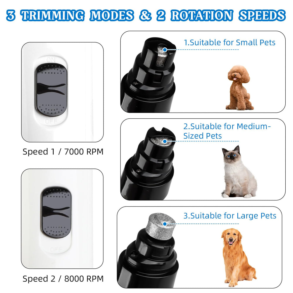 CRIVERY lijadora para uñas con tres puertos de lijado, precisión para perros.
