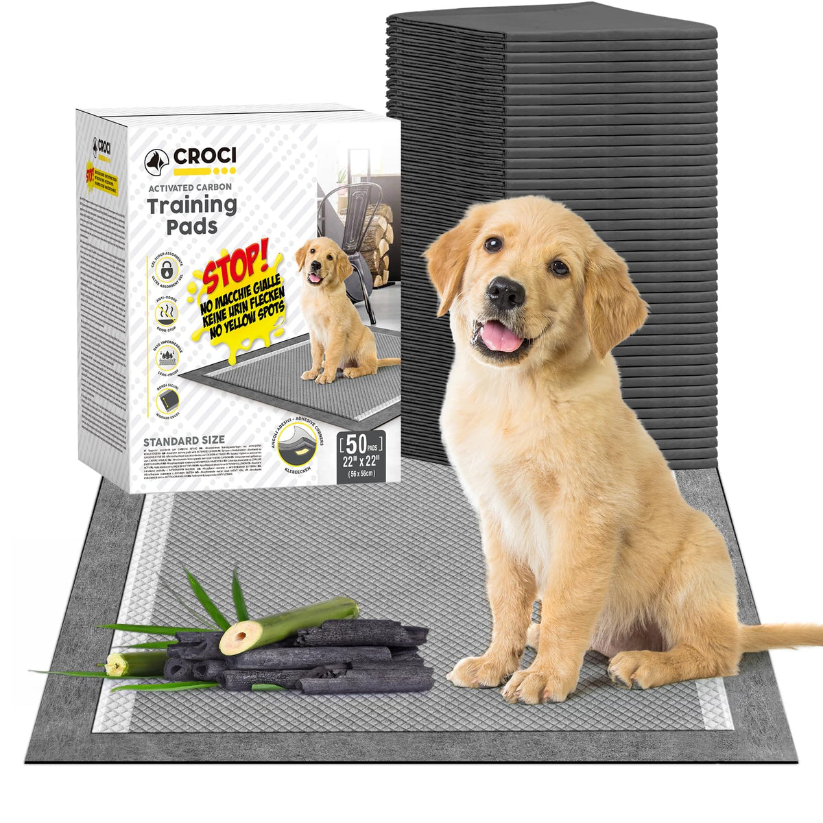 Croci almohadilla para cachorros 22x22 con carbón activado para neutralizar olores