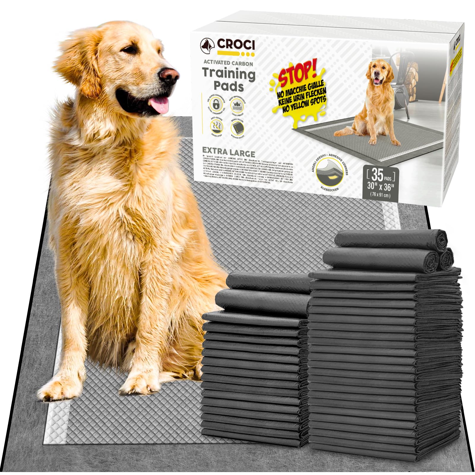Croci almohadillas para perros XXL 30x36 con carbono activado y control de olor para interiores