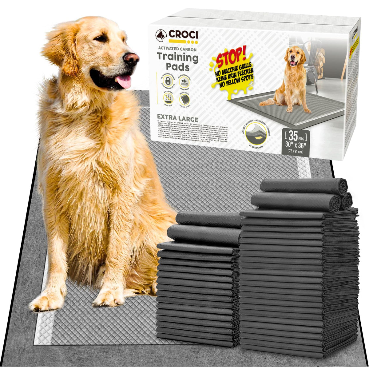 Croci almohadillas para perros XXL 30x36 con carbono activado y control de olor para interiores