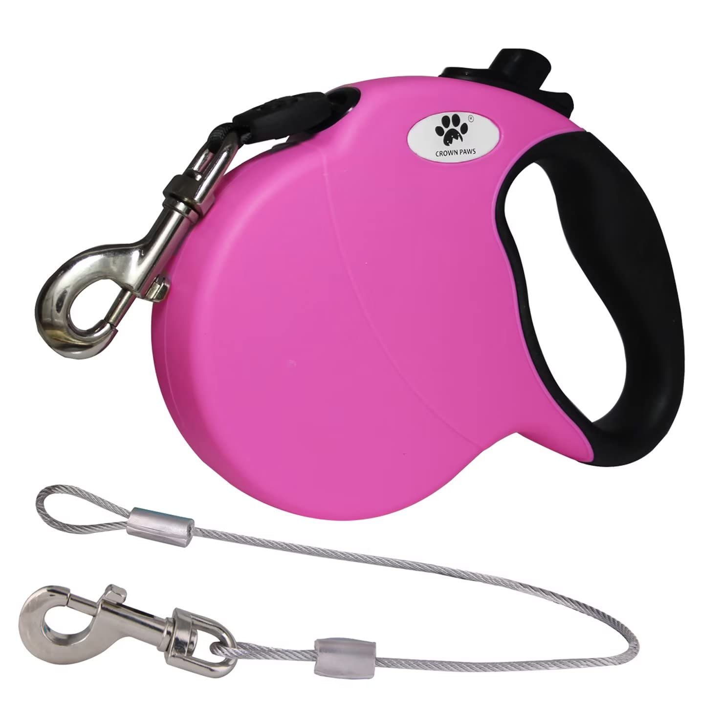 CROWN PAWS correa retractil 13 ft para perros pequeños, control suave.