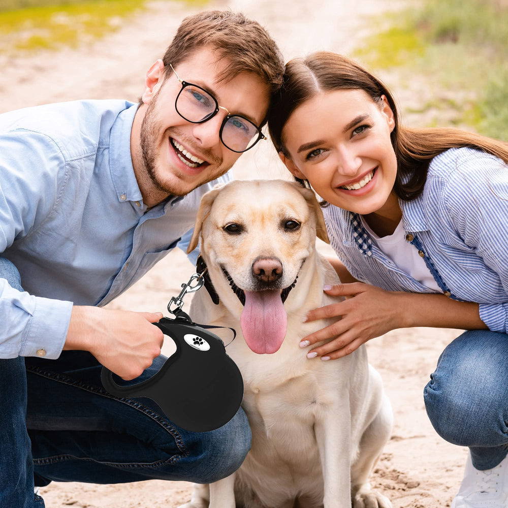 CROWN PAWS, correa retractil duradera para perros grandes, uso diario confiable.